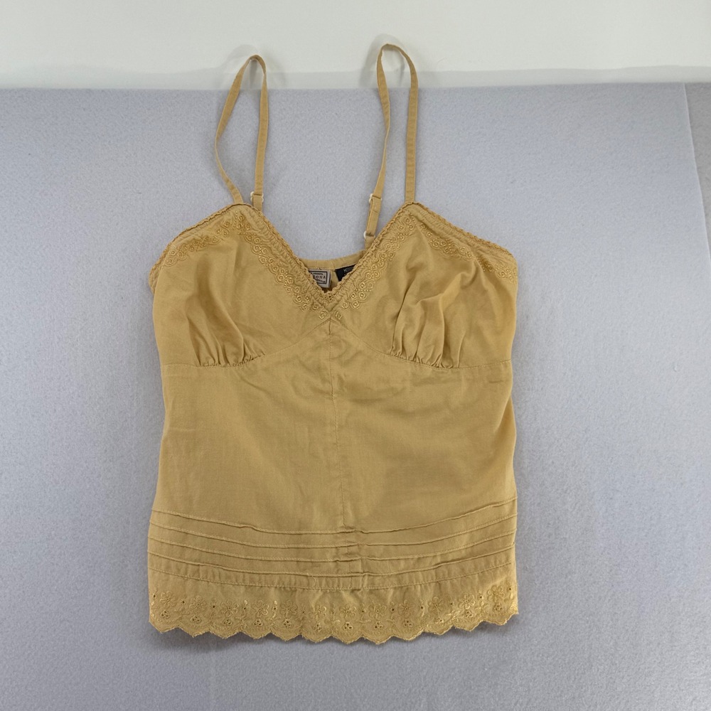 Y2K Arizona Jean Co Eyelet Lace Cami Top Medium Boho Cottagecore Tie Bach Tank